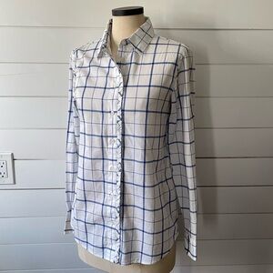 Banana Republic- Dillon Shirt- Women’s Small- Window Pane Print, Blue on White